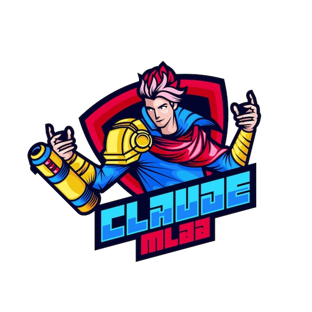 Vecteur gratuit logo esport du personnage de héros claude mlbb