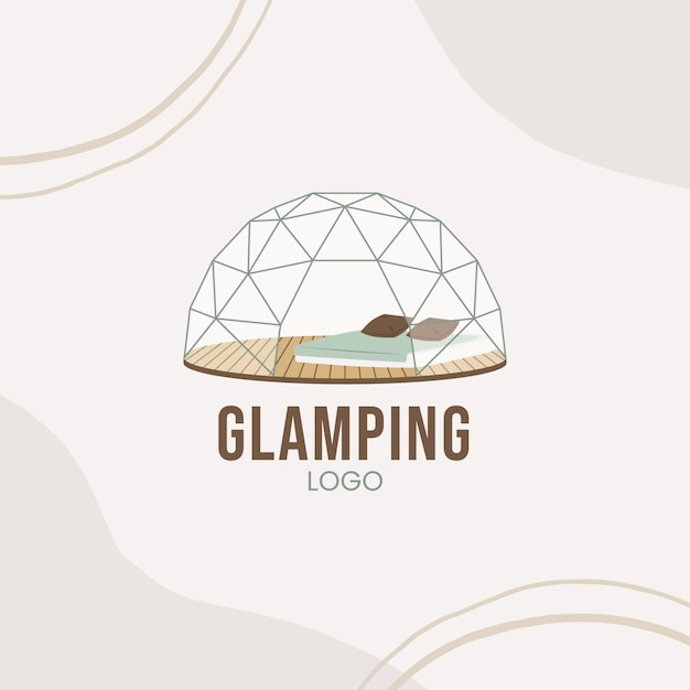 Logo glamping design plat dessiné à la main