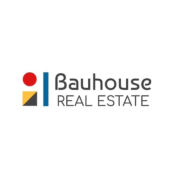 Logo immobilier bauhouse coloré géométrique