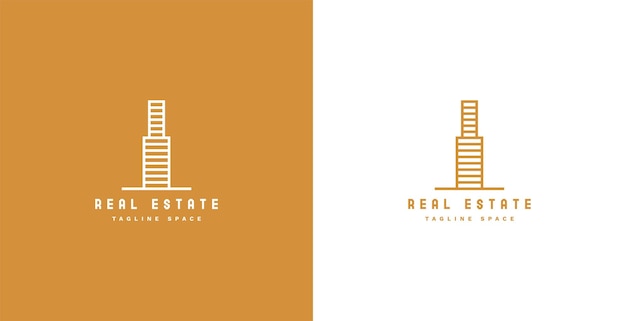 Logo immobilier dans le concept de construction de gratte-ciel