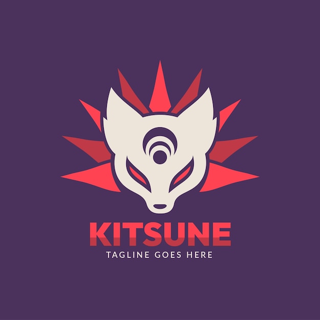 Vecteur gratuit logo kitsune design plat dessiné à la main