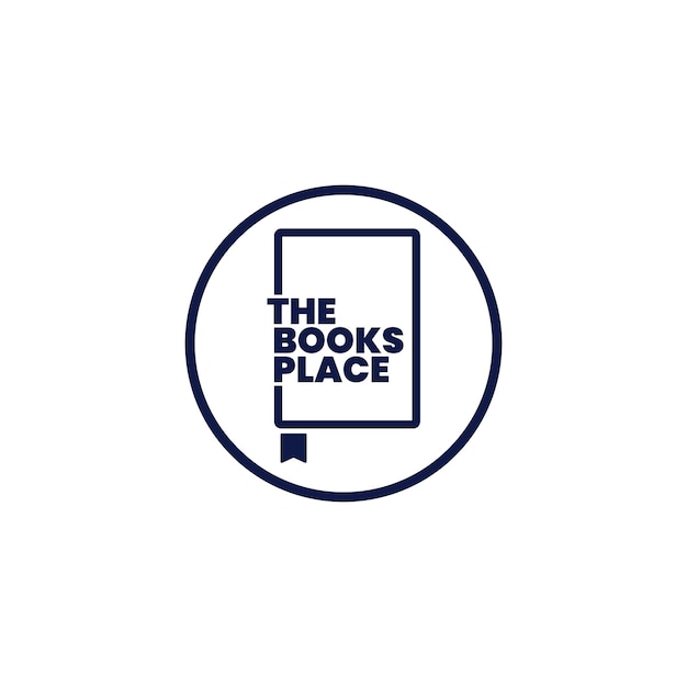 Logo de librairie design plat