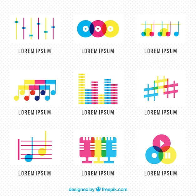 Vecteur gratuit logos colorées de musique