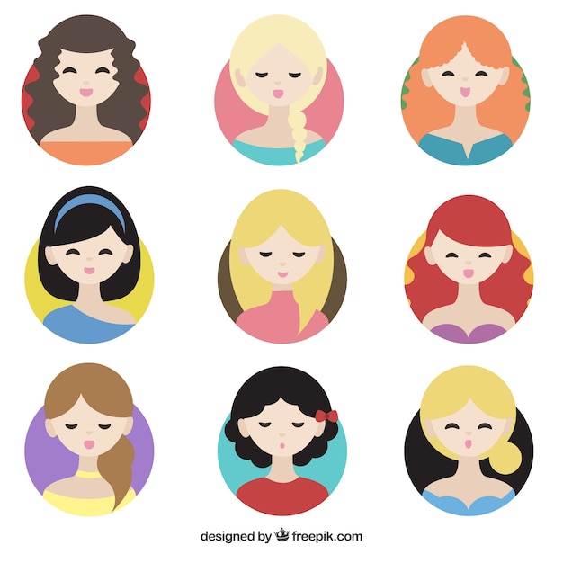 Vecteur gratuit lovely pack of smiley women avatars