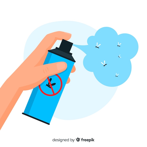 Vecteur gratuit main avec spray anti-moustique