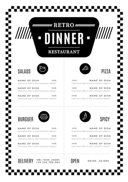 Menu de restaurant design numérique