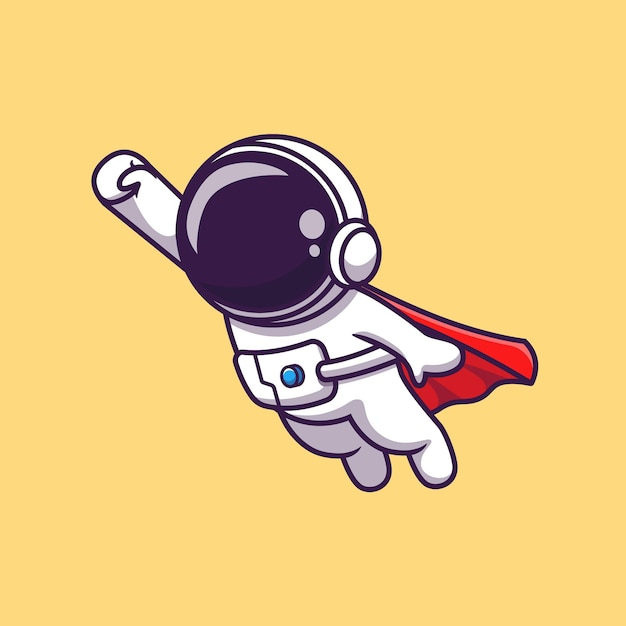 mignon, astronaute, super, voler, dessin animé, illustration