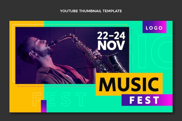 Miniature youtube du festival de musique minimal design plat