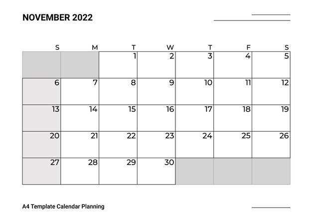 Modèle A4 Calendrier Planification Novembre