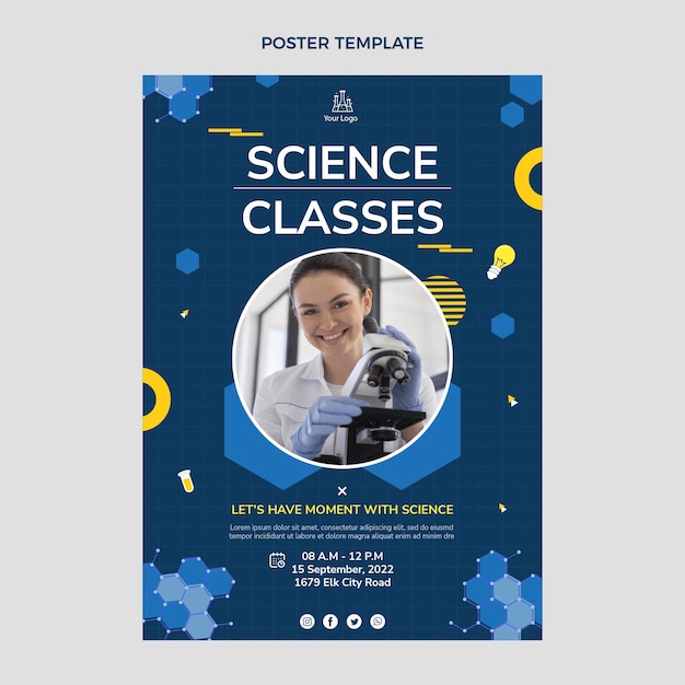 Modèle d'affiche de cours de sciences design plat