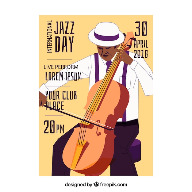 Vecteur gratuit modèle d'affiche international de jour de jazz