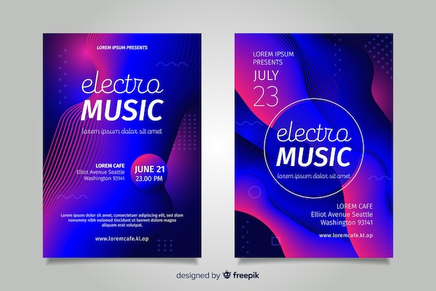 Vecteur gratuit modèle d'affiche de musique électronique abstraite