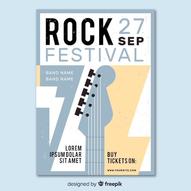 Modèle d'affiche pour le festival de musique rock rétro