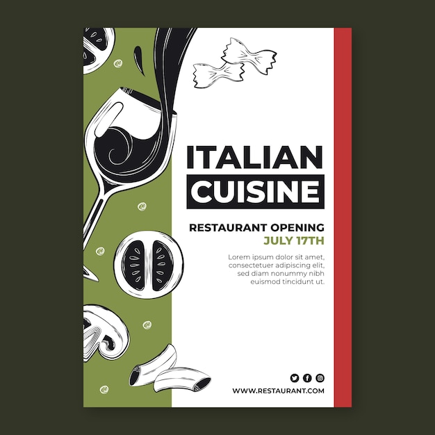 Modèle d'affiche de restaurant italien