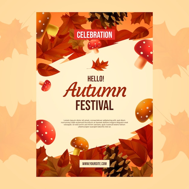 Vecteur gratuit modèle d'affiche verticale de célébration d'automne réaliste