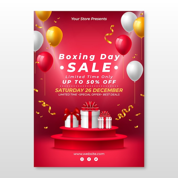 Modèle d'affiche verticale dégradé boxing day