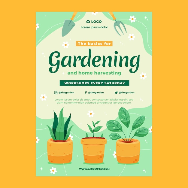 Modèle d'affiche verticale de jardinage et de culture