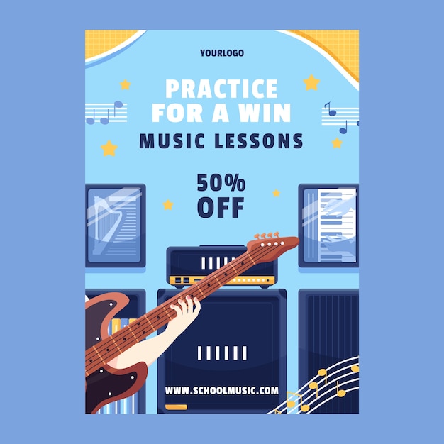 Modèle d'affiche verticale pour l'éducation musicale et l'école