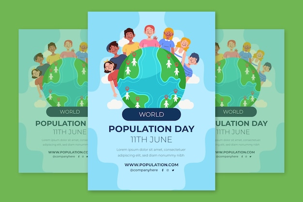 Modèle d'affiche verticale pour la sensibilisation à la journée mondiale de la population