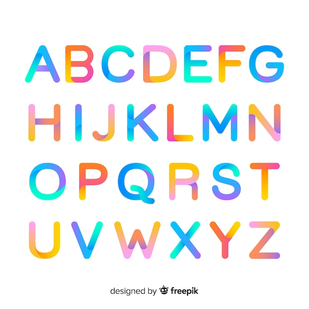 Vecteur gratuit modèle d&#39;alphabet dégradé coloré