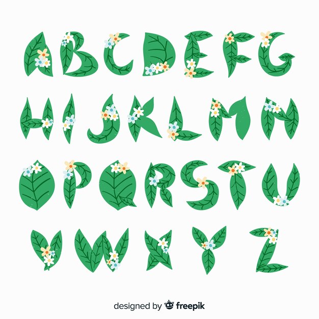 Modèle d&#39;alphabet floral plat