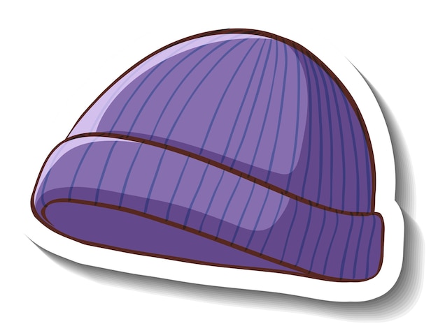 Vecteur gratuit un modèle d'autocollant avec un bonnet violet isolé