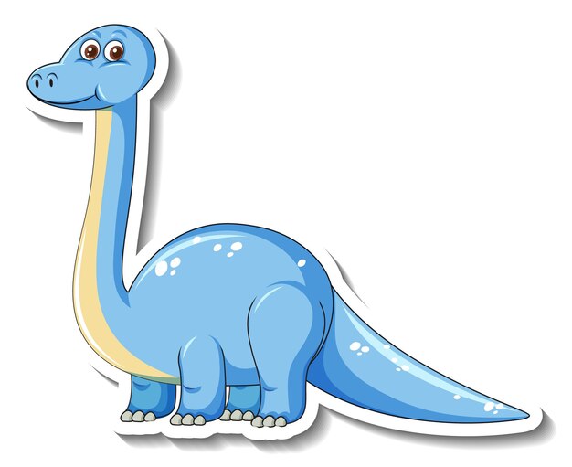 Un modèle d'autocollant avec un personnage de dessin animé mignon de dinosaure brachiosaurus isolé