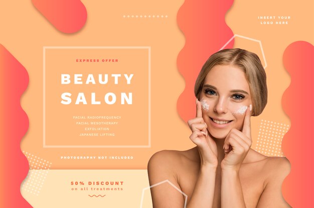 Modèle de bannière de salon de beauté avec des offres spéciales