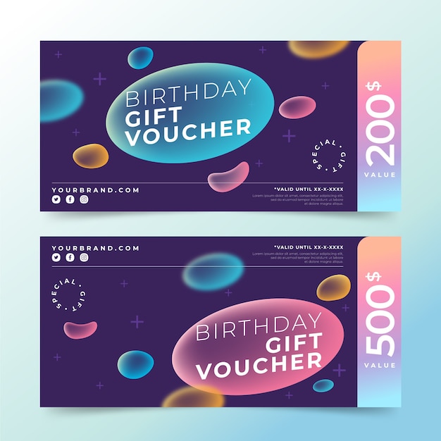 Vecteur gratuit modèle de bon cadeau d'anniversaire dégradé