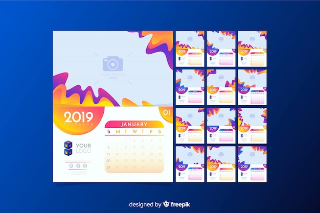Vecteur gratuit modèle de calendrier 2019
