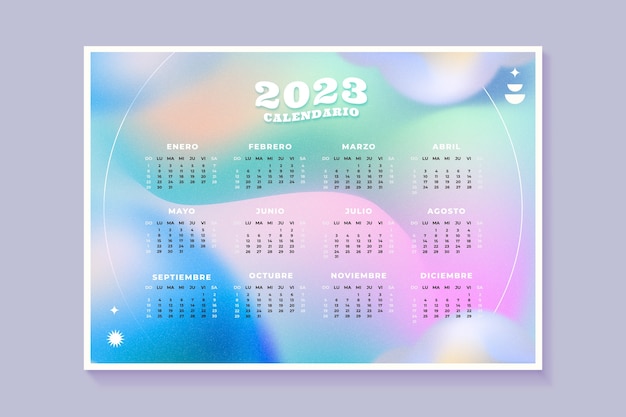 Vecteur gratuit modèle de calendrier dégradé 2023