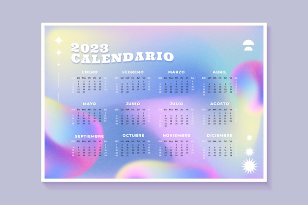 Vecteur gratuit modèle de calendrier dégradé 2023