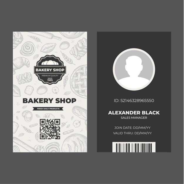 Modèle de carte d'identité de boulangerie