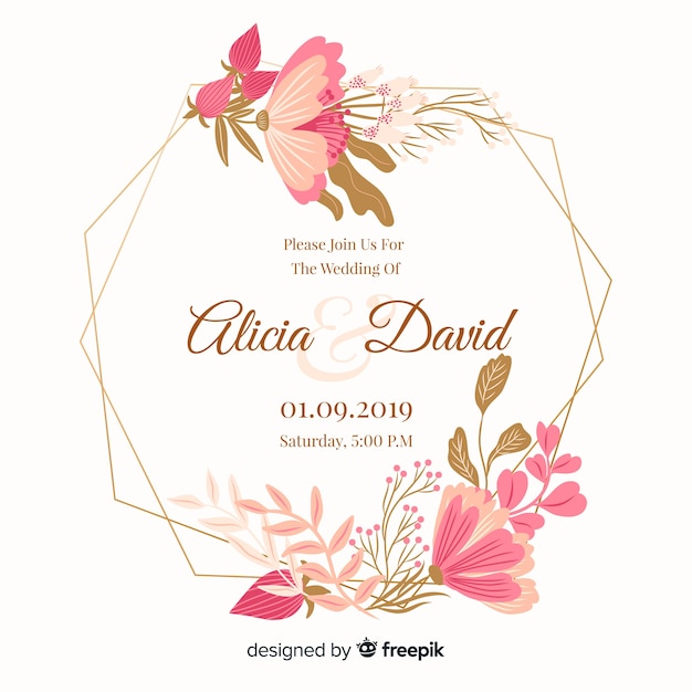 Modèle de carte d&#39;invitation de mariage floral