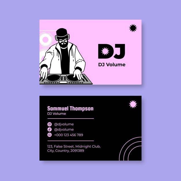 Modèle de carte de visite dj design plat