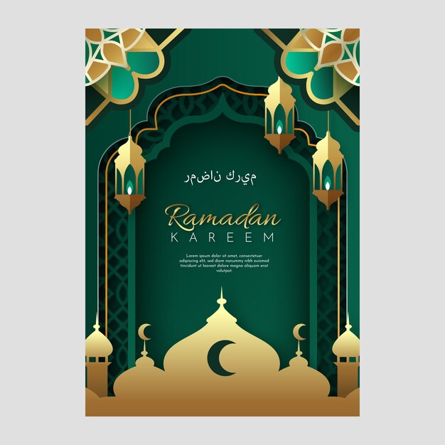 Modèle de carte de voeux ramadan dégradé