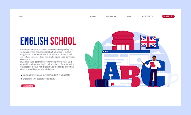 Modèle de conception de page de destination pour l'école d'anglais