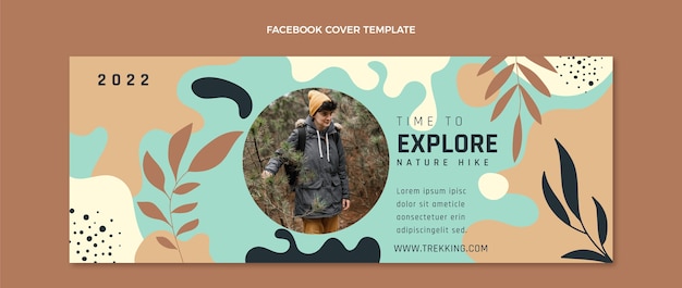 Modèle de couverture facebook de trekking dessiné à la main