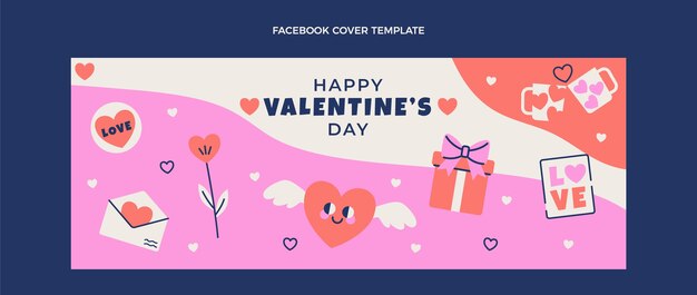 Modèle de couverture de médias sociaux pour la Saint-Valentin