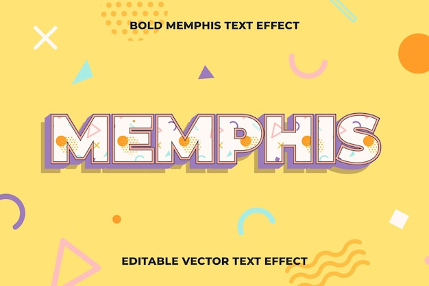 Vecteur gratuit modèle d'effet de texte memphis modifiable