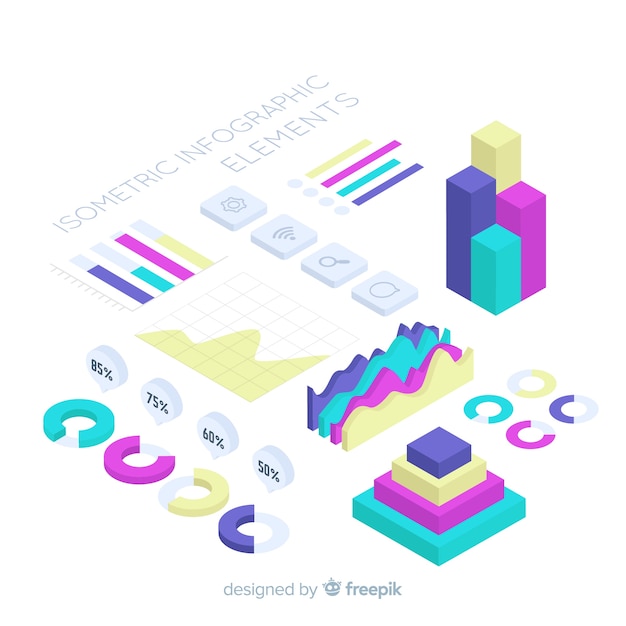 Modèle d&#39;éléments infographiques isométrique