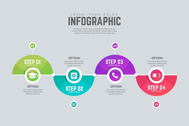 Vecteur gratuit modèle d'étapes infographiques modernes