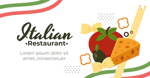 Vecteur gratuit modèle facebook de restaurant italien design plat