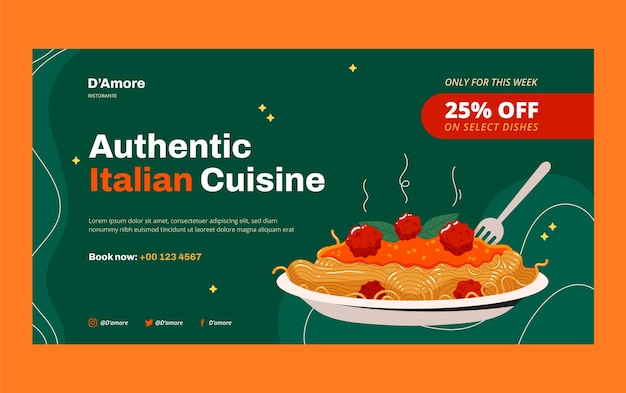 Vecteur gratuit modèle facebook de restaurant italien