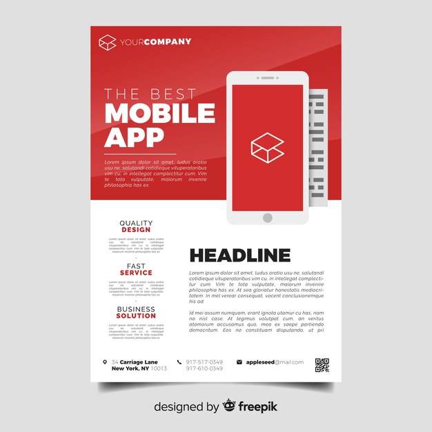 Modèle de flyer de l&#39;application mobile plate