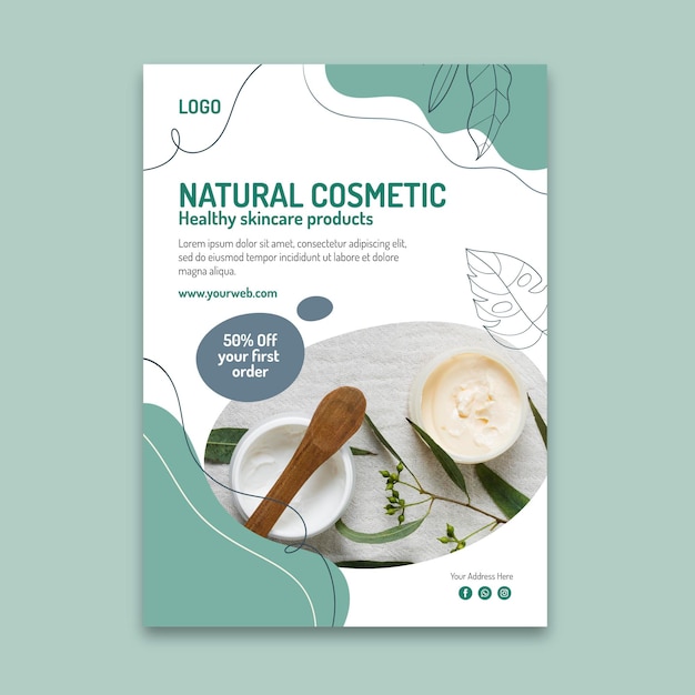 Modèle de flyer vertical cosmétique naturel