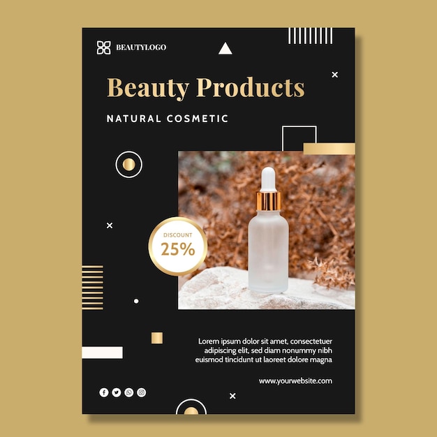 Vecteur gratuit modèle de flyer vertical de produits de beauté