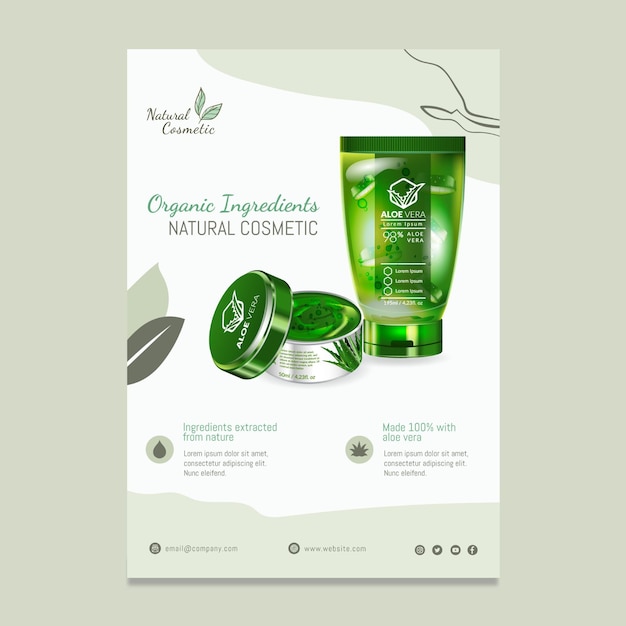 Vecteur gratuit modèle de flyer vertical de produits cosmétiques