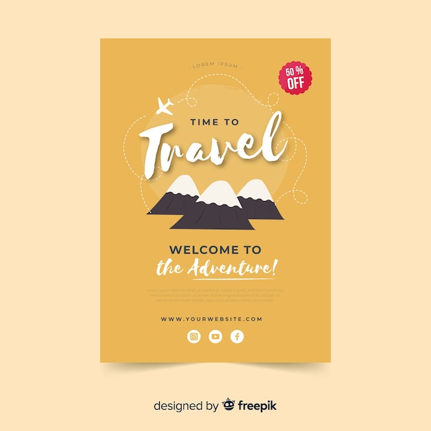 Vecteur gratuit modèle de flyer de voyage montagnes