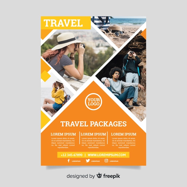 Modèle de flyer de voyage avec photo